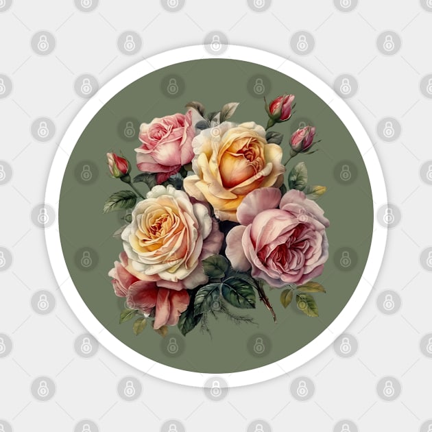 Bouquet of Vintage Roses Magnet by Young Inexperienced 